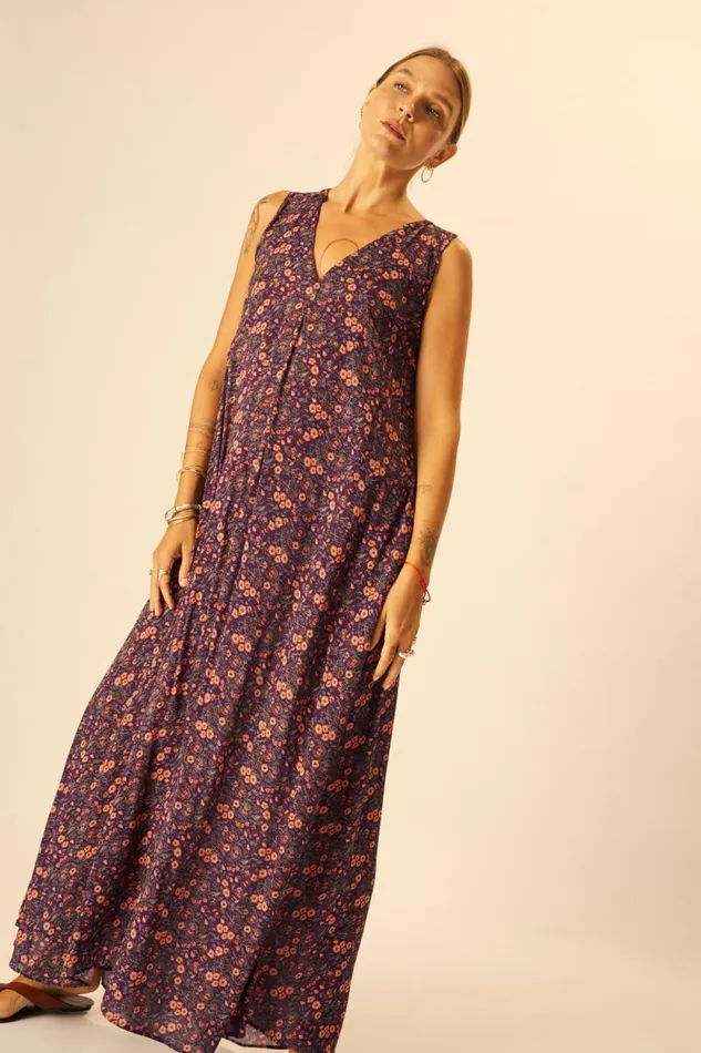 Dresses Shop Natalie Martin TOVA MAXI Petite Fleur Aubergine