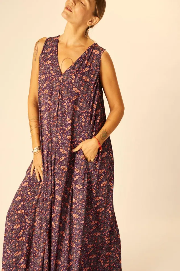 Dresses Shop Natalie Martin TOVA MAXI Petite Fleur Aubergine