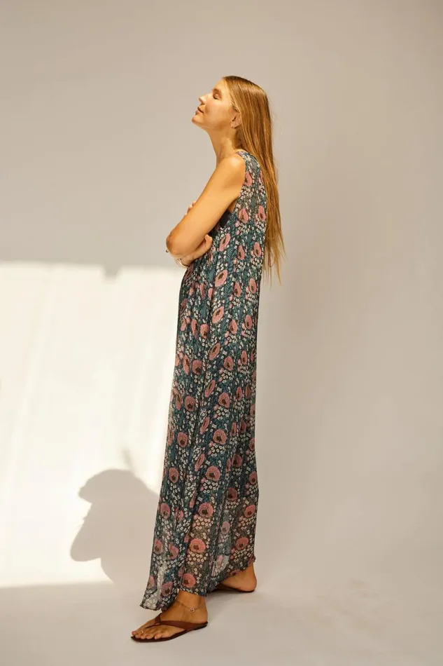 Dresses Shop Natalie Martin TOVA MAXI Vintage Flowers Indigo