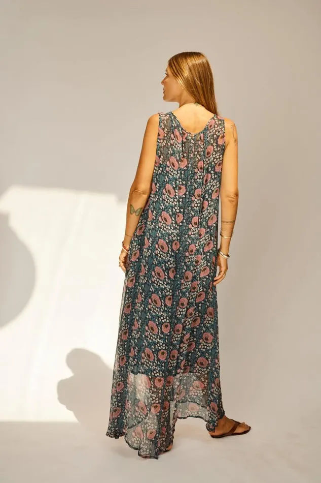Dresses Shop Natalie Martin TOVA MAXI Vintage Flowers Indigo