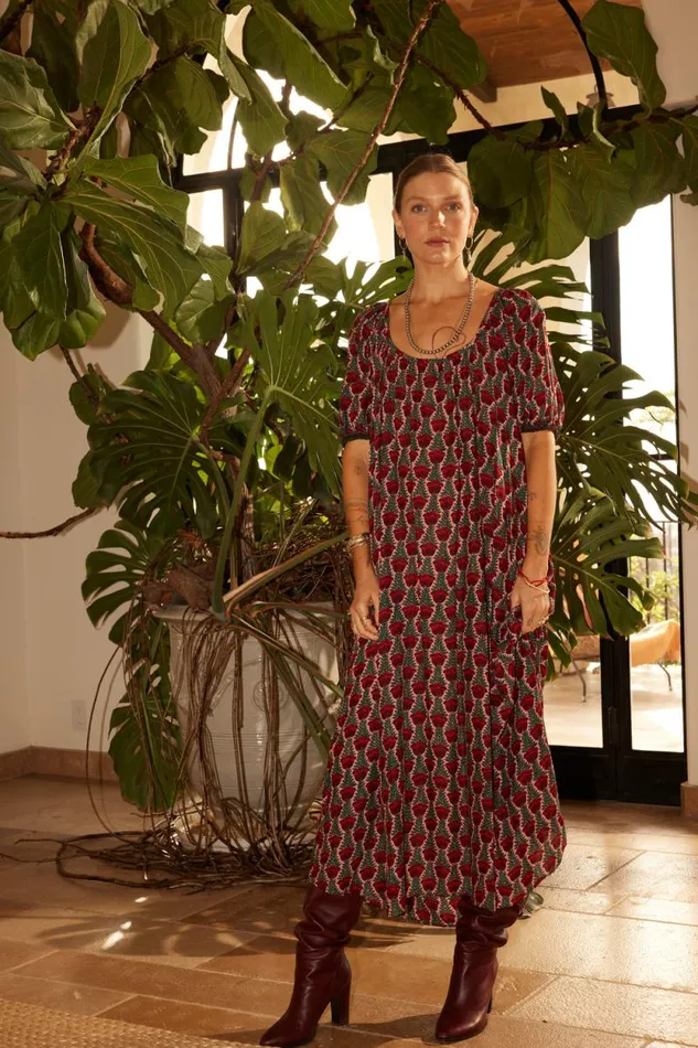 Dresses Shop Natalie Martin VIVI DRESS Tulip Print Venetian Red