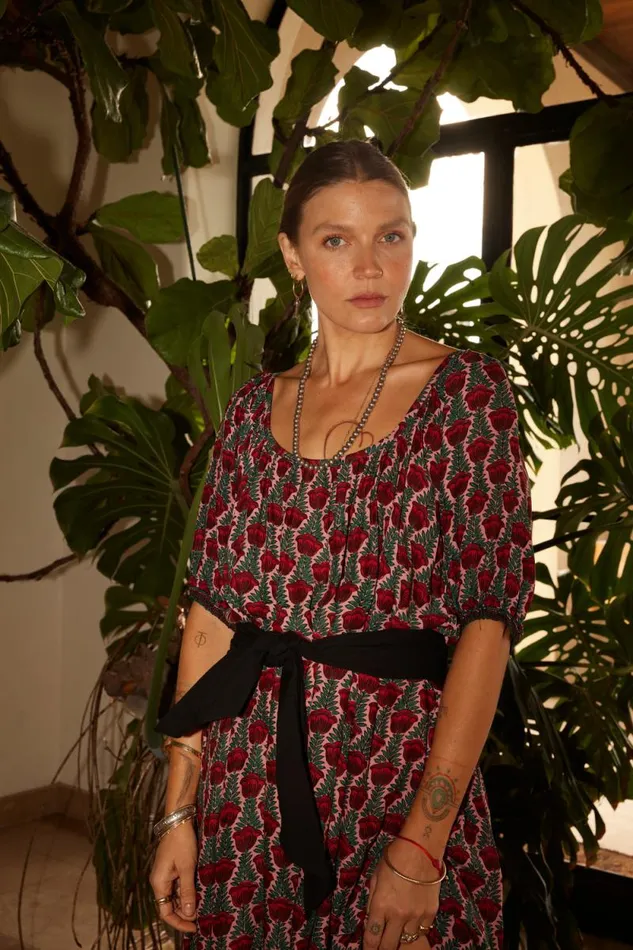 Dresses Shop Natalie Martin VIVI DRESS Tulip Print Venetian Red