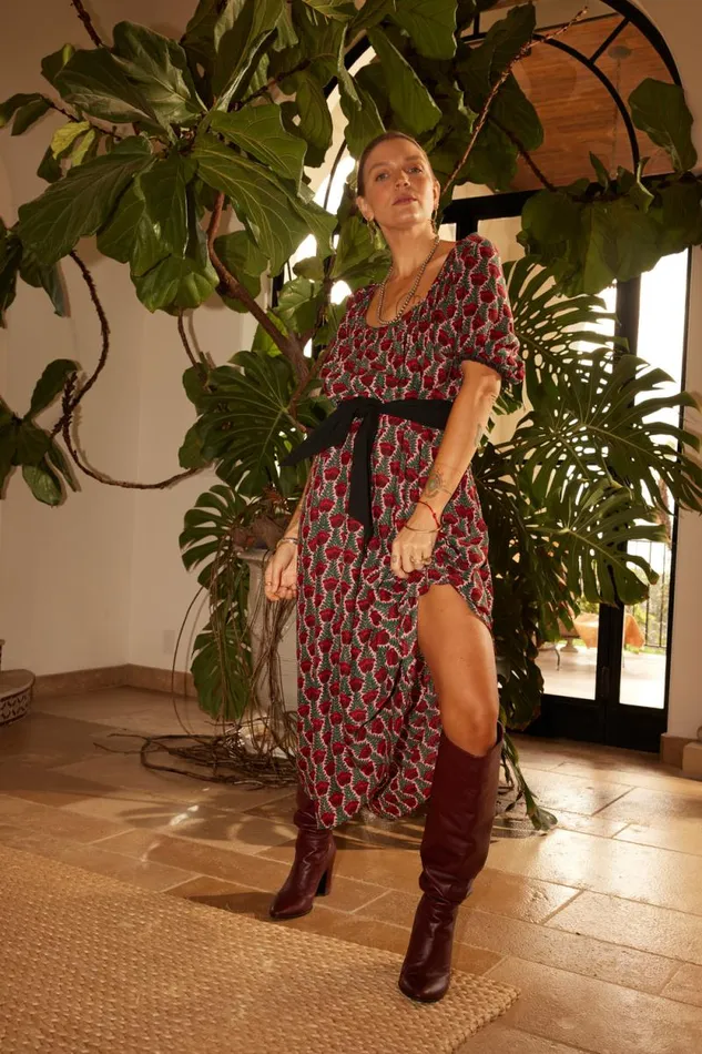 Dresses Shop Natalie Martin VIVI DRESS Tulip Print Venetian Red