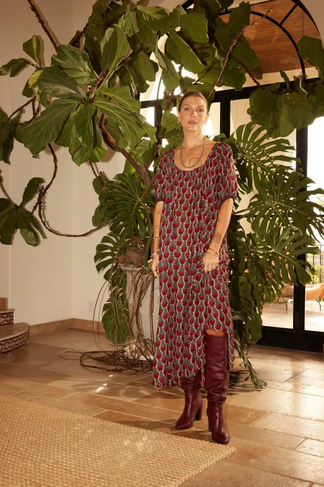 Dresses Shop Natalie Martin VIVI DRESS Tulip Print Venetian Red