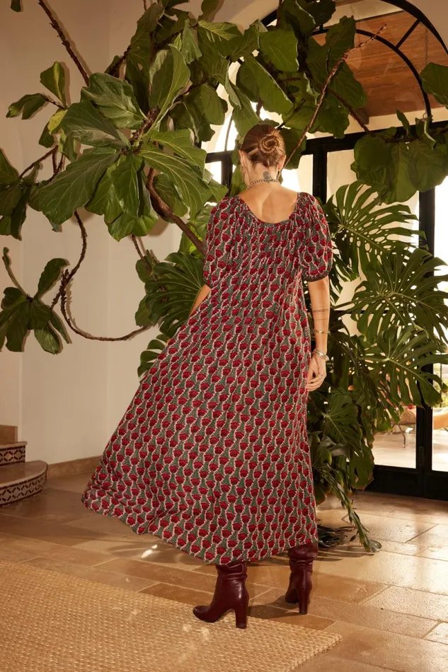 Dresses Shop Natalie Martin VIVI DRESS Tulip Print Venetian Red