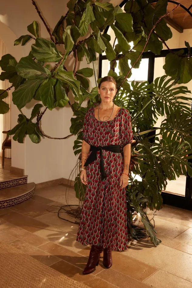 Dresses Shop Natalie Martin VIVI DRESS Tulip Print Venetian Red