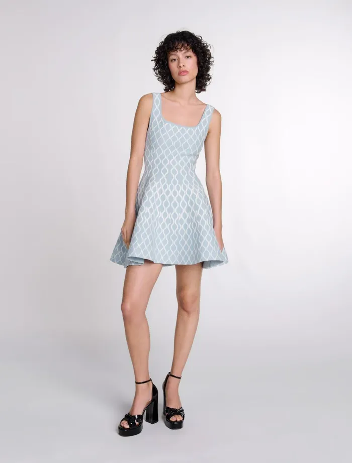 Dresses Women Maje Jacquard Knit Short Dress Bluewhite