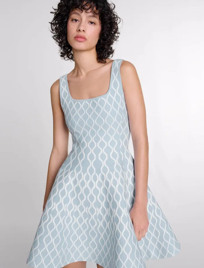 Dresses Women Maje Jacquard Knit Short Dress Bluewhite