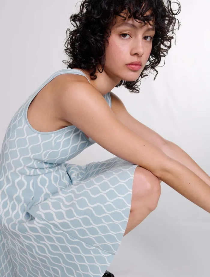 Dresses Women Maje Jacquard Knit Short Dress Bluewhite