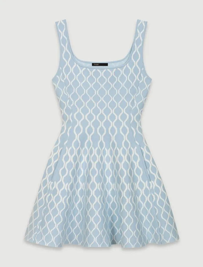 Dresses Women Maje Jacquard Knit Short Dress Bluewhite