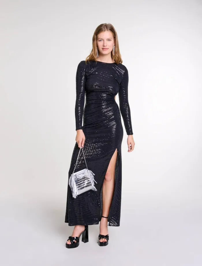 Dresses Women Maje Long Sequinned Dress Black