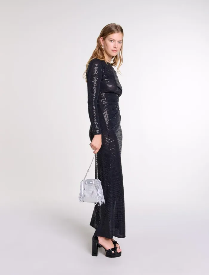 Dresses Women Maje Long Sequinned Dress Black