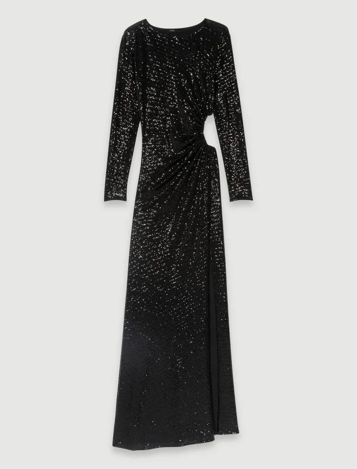 Dresses Women Maje Long Sequinned Dress Black