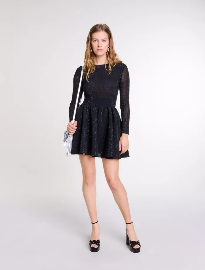 Dresses Women Maje Rhinestone Mini Dress Black