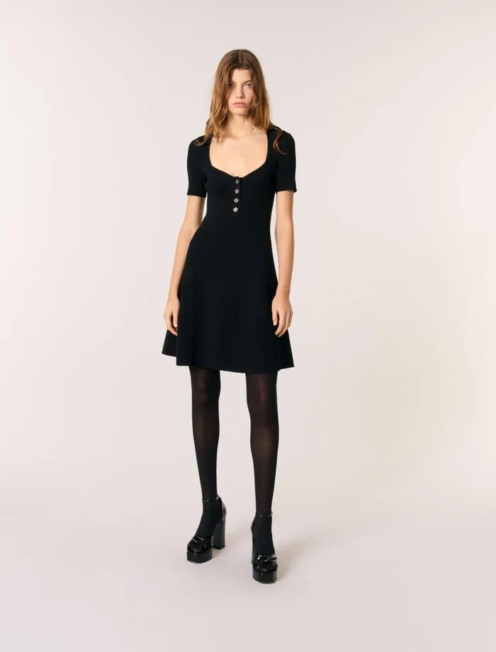 Dresses Women Maje Rib Knit Short Dress Black
