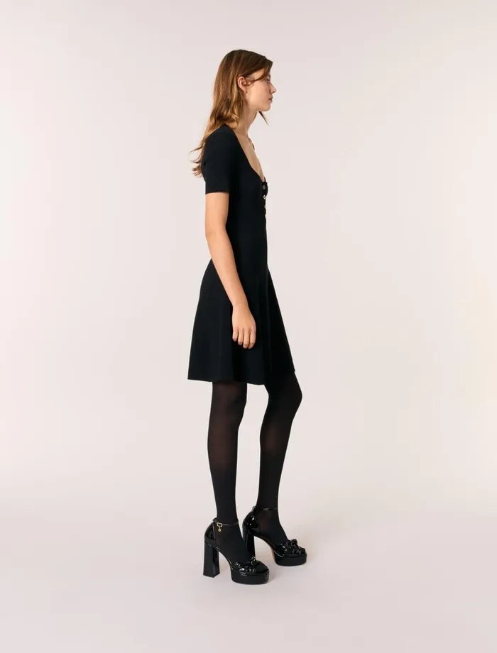 Dresses Women Maje Rib Knit Short Dress Black