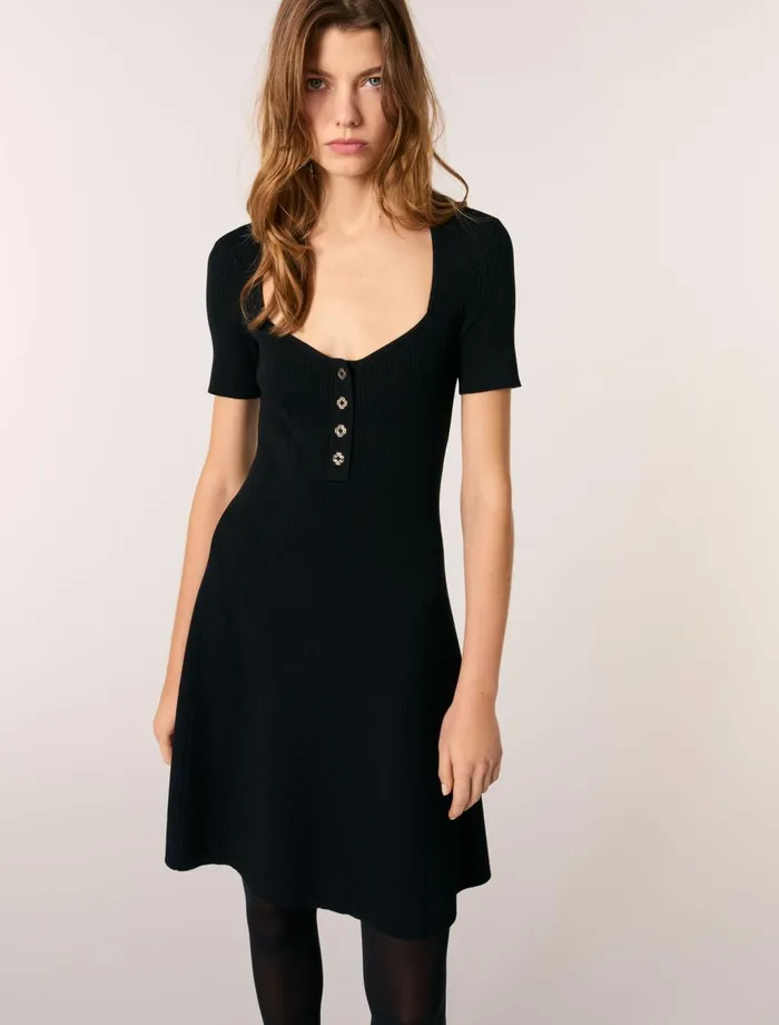 Dresses Women Maje Rib Knit Short Dress Black
