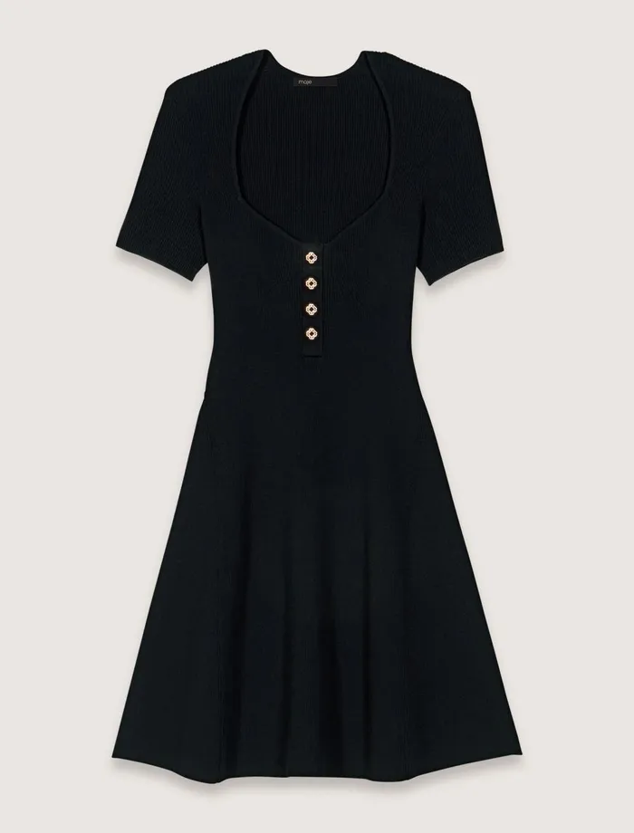Dresses Women Maje Rib Knit Short Dress Black