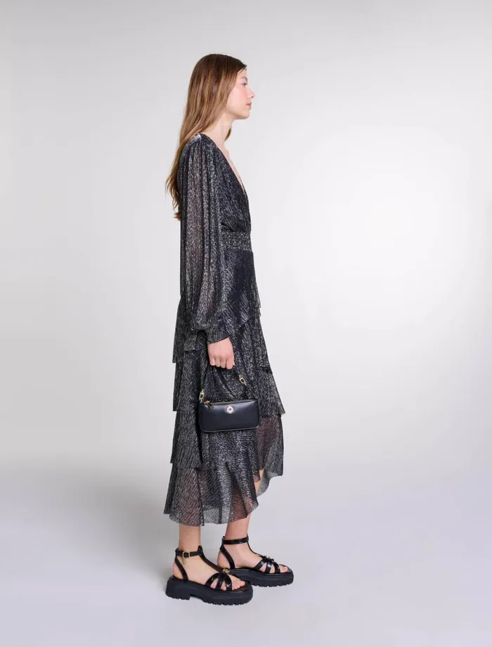 Dresses Women Maje Ruffled Dress Blackglitter