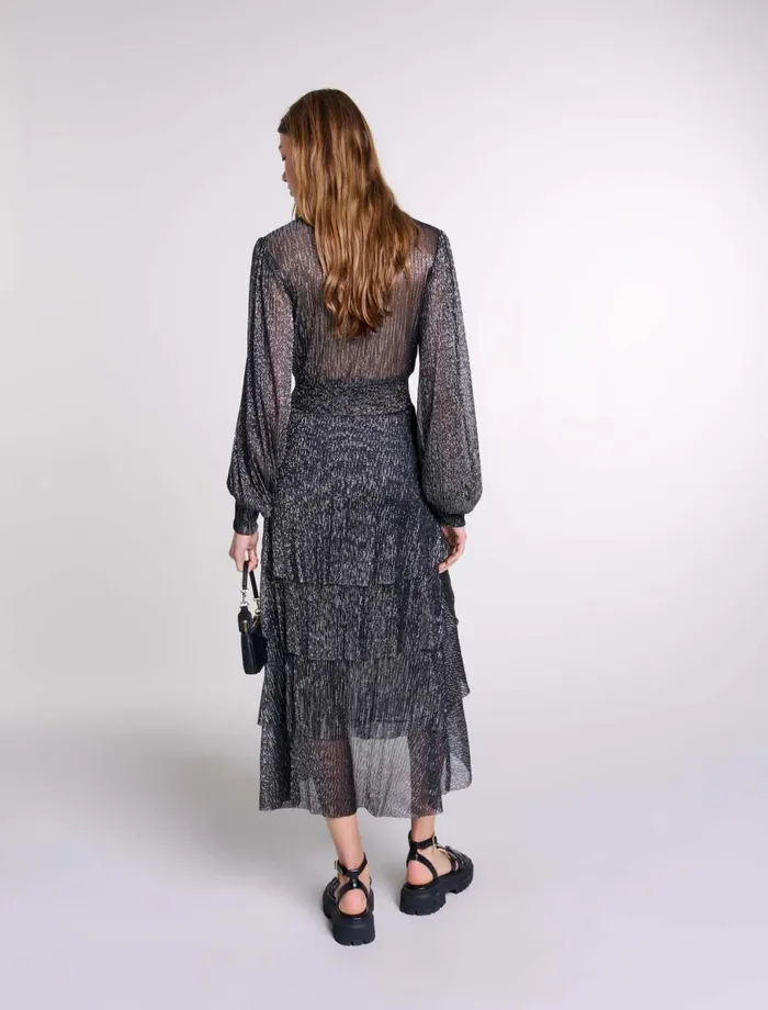 Dresses Women Maje Ruffled Dress Blackglitter