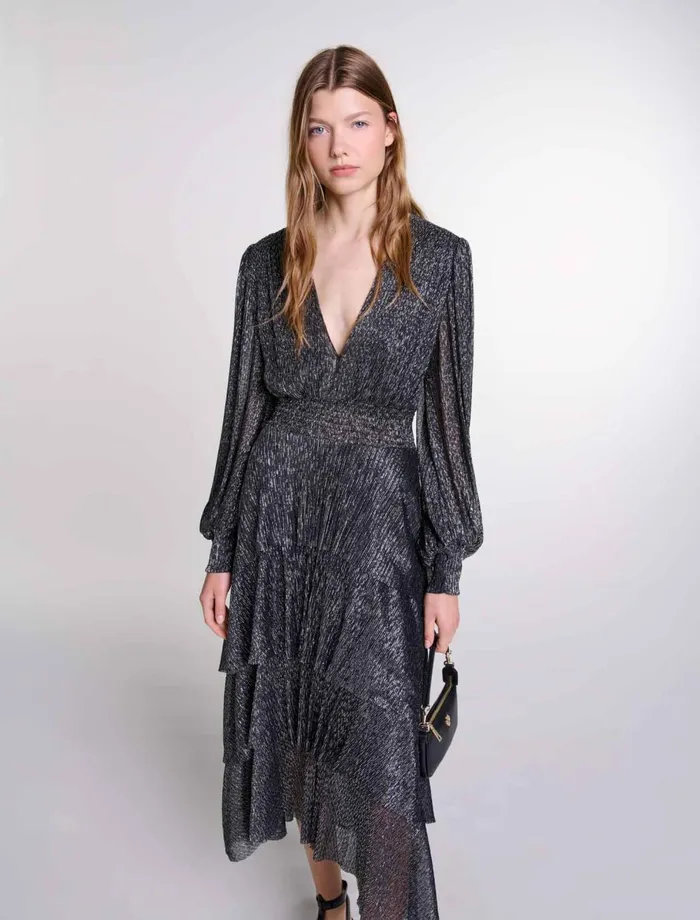 Dresses Women Maje Ruffled Dress Blackglitter