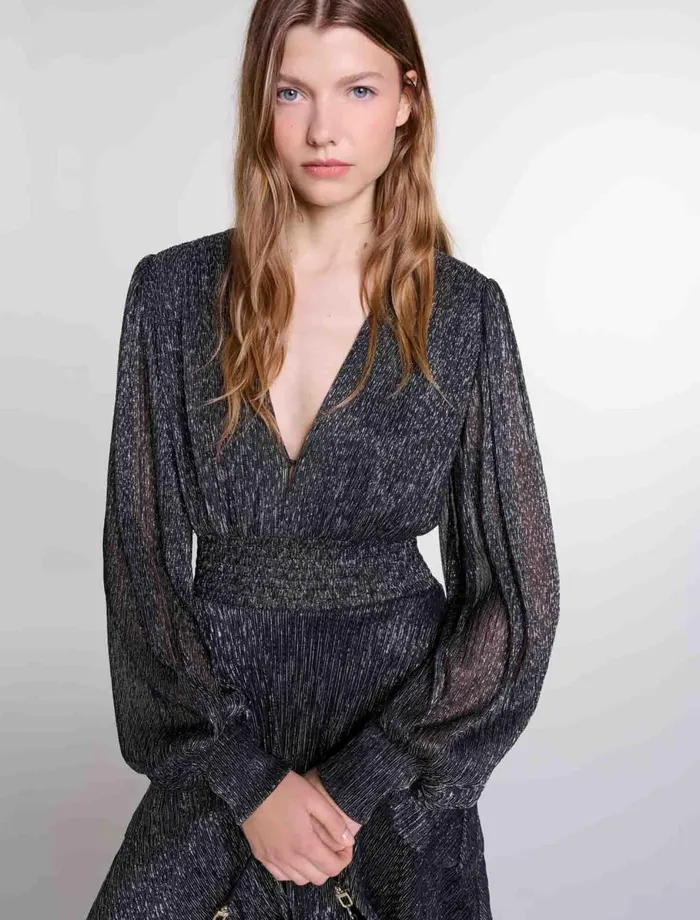 Dresses Women Maje Ruffled Dress Blackglitter