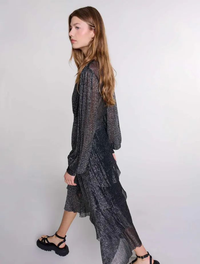 Dresses Women Maje Ruffled Dress Blackglitter