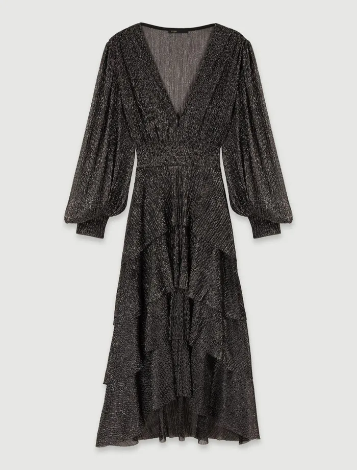 Dresses Women Maje Ruffled Dress Blackglitter