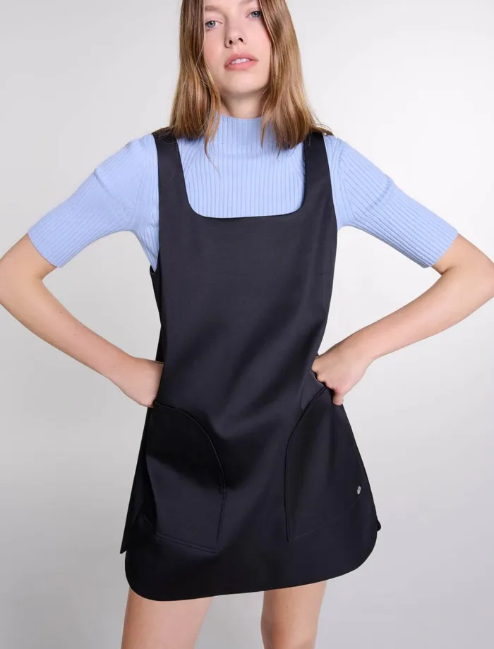 Dresses Women Maje Satin Pinafore Dress Black