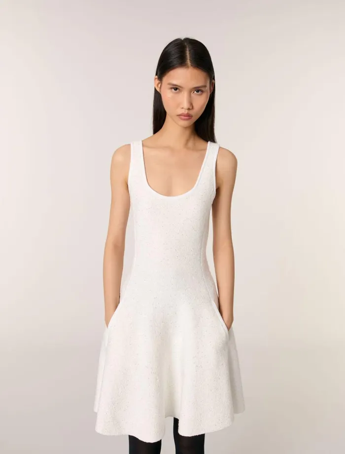 Dresses Women Maje Sequin Knit Short Dress White