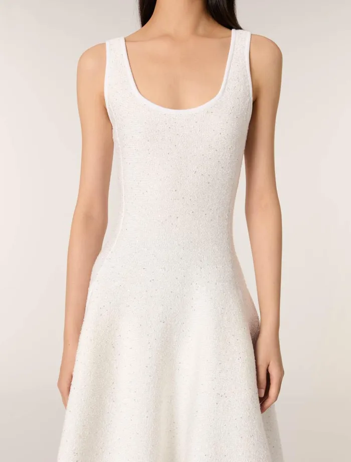 Dresses Women Maje Sequin Knit Short Dress White