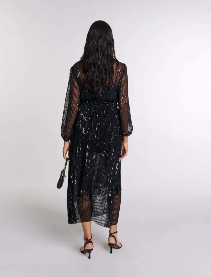 Dresses Women Maje Sequin Maxi Dress Black