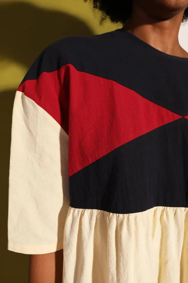 Eames Dress Ecru Patchwork Womens LF Markey Dresses