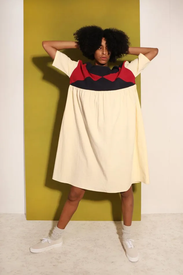 Eames Dress Ecru Patchwork Womens LF Markey Dresses