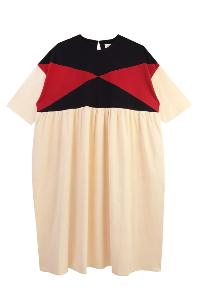 Eames Dress Ecru Patchwork Womens LF Markey Dresses