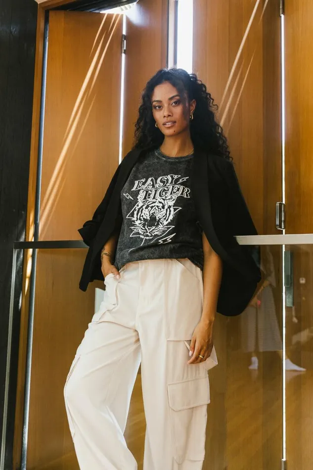 Easy Tiger Graphic Tee 8211 FINAL SALE Black Women Bohme Tees and Tanks