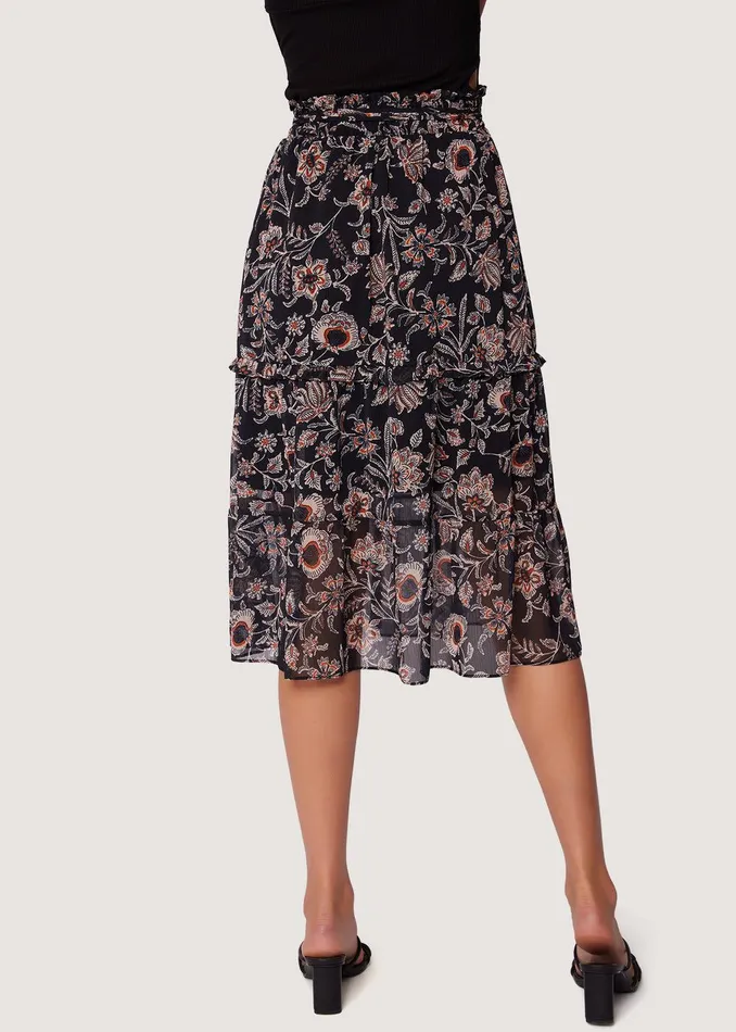 Eclipse Of The Heart Midi Skirt Blackcreamfloral Women Lost Wander Skirts