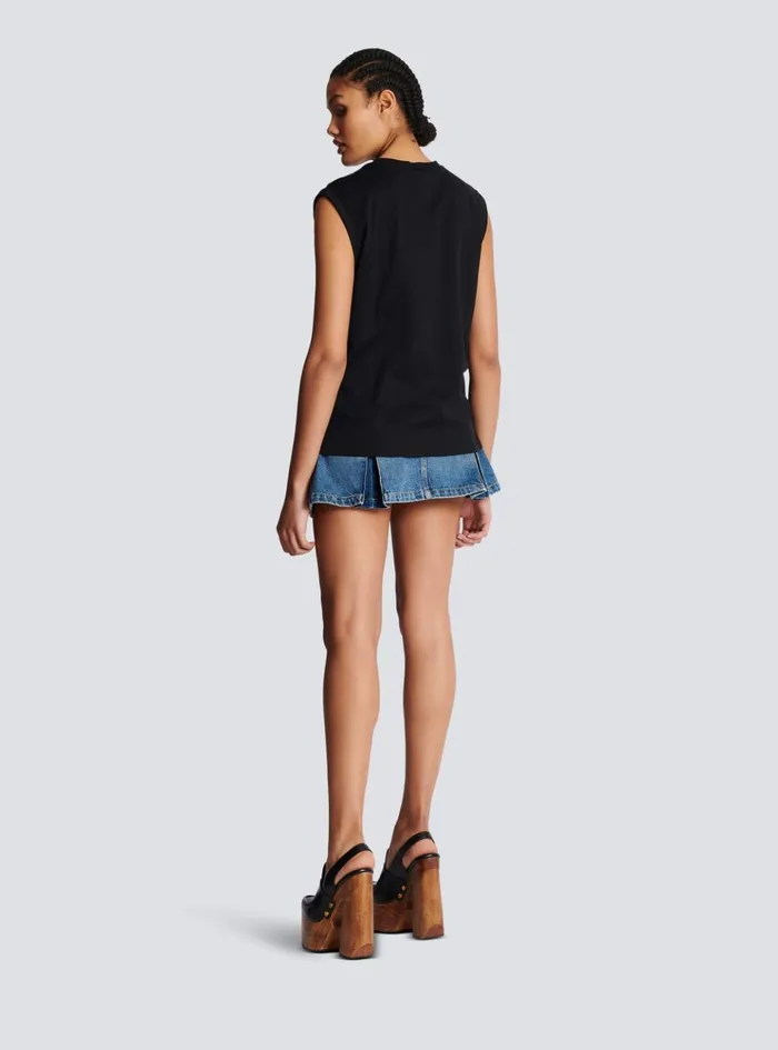 Ecodesigned Cotton Tshirt With Logo Print Black Women Balmain TShirts