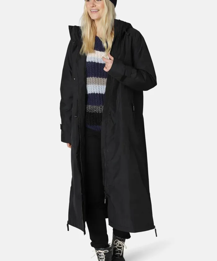 Eco Finished Long Raincoat 8211 Black Rainwear Ilse Jacobsen Raincoats