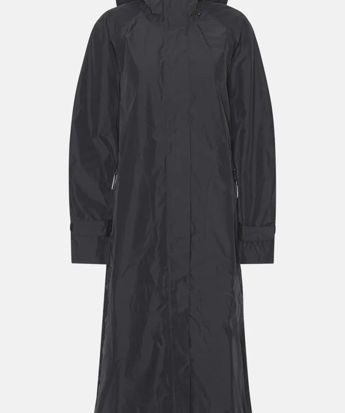 Eco Finished Long Raincoat 8211 Black Rainwear Ilse Jacobsen Raincoats