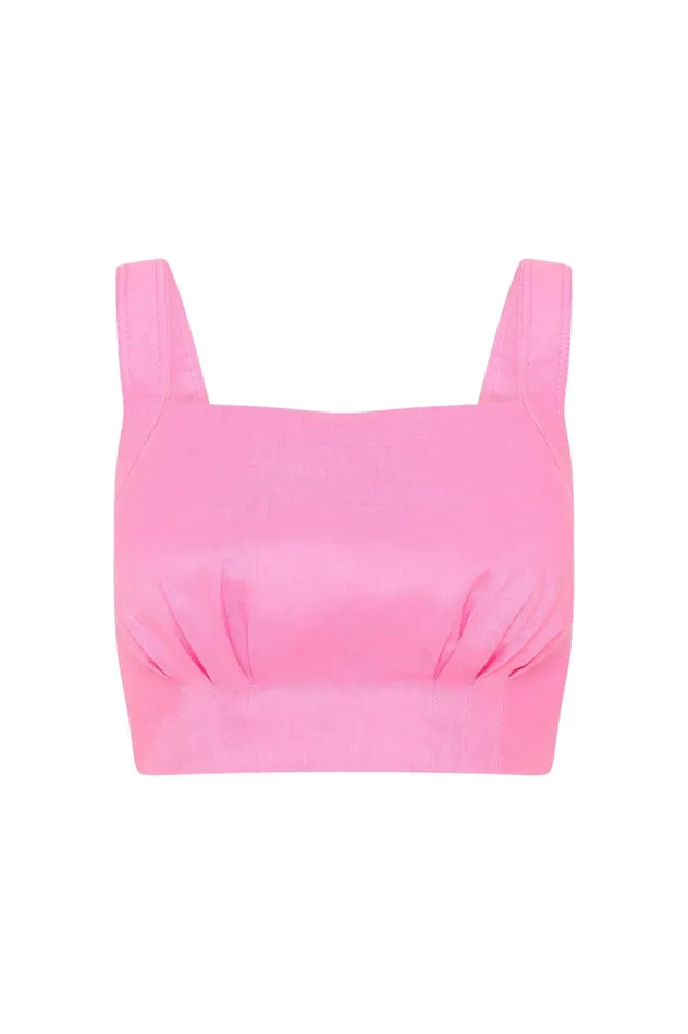 Eden Tie Back Top Protea Pink Women Aje Tops