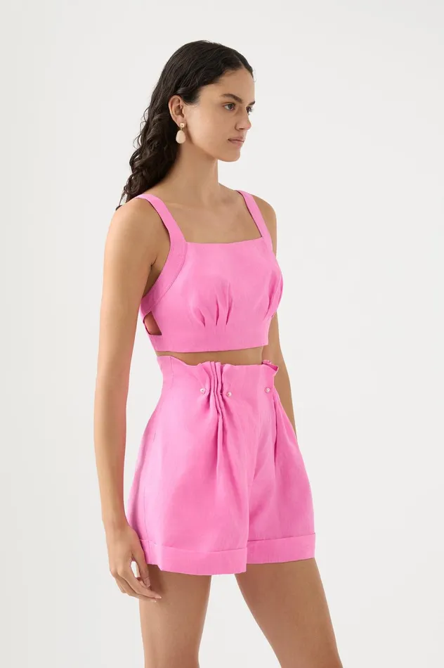 Eden Tie Back Top Protea Pink Women Aje Tops