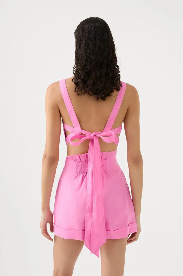 Eden Tie Back Top Protea Pink Women Aje Tops