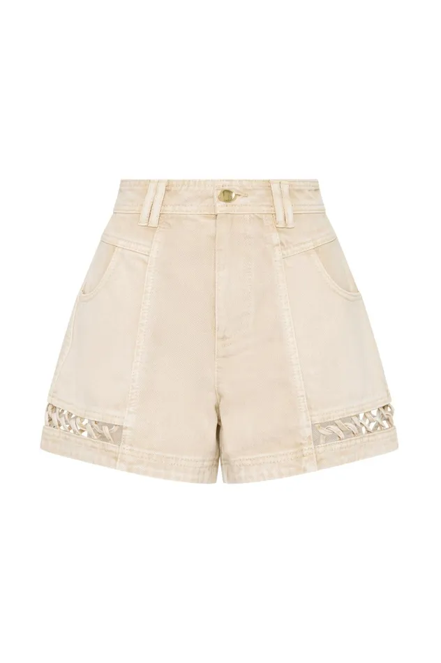 Effie Braided Denim Shorts Stone Women Aje Shorts