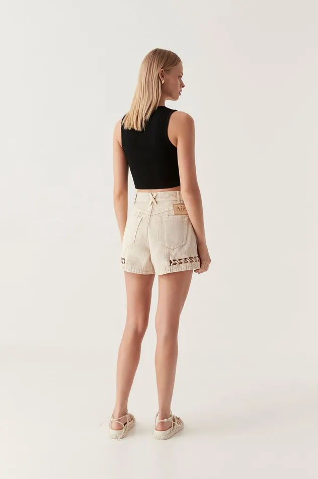 Effie Braided Denim Shorts Stone Women Aje Shorts