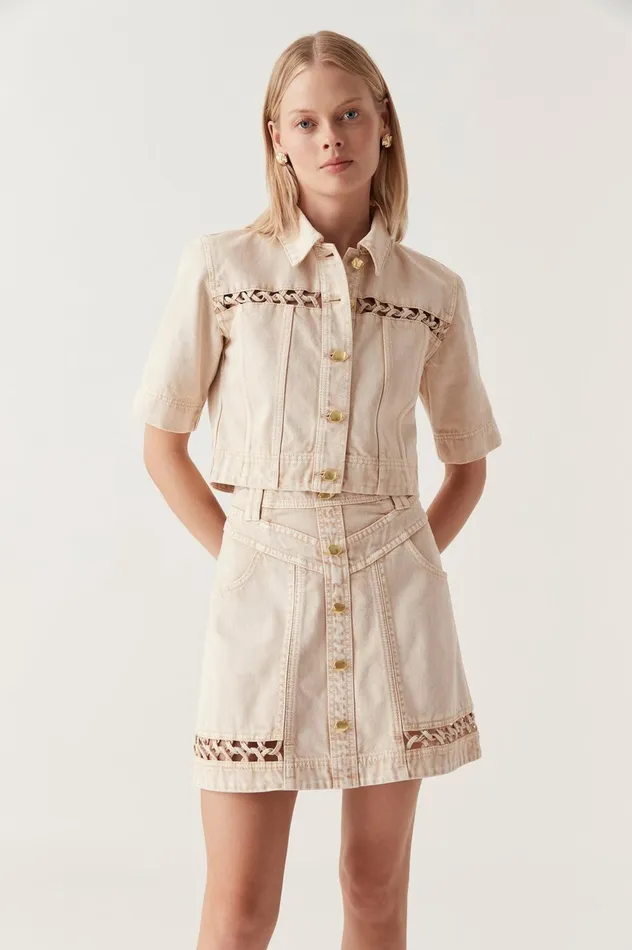 Effie Braided Denim Top Stone Women Aje Denim