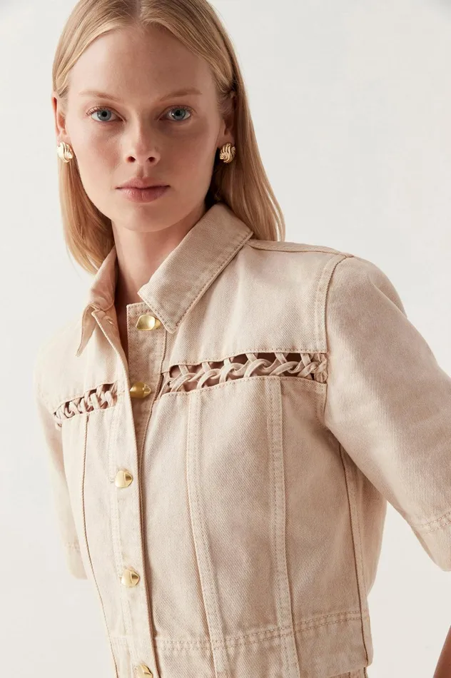 Effie Braided Denim Top Stone Women Aje Denim