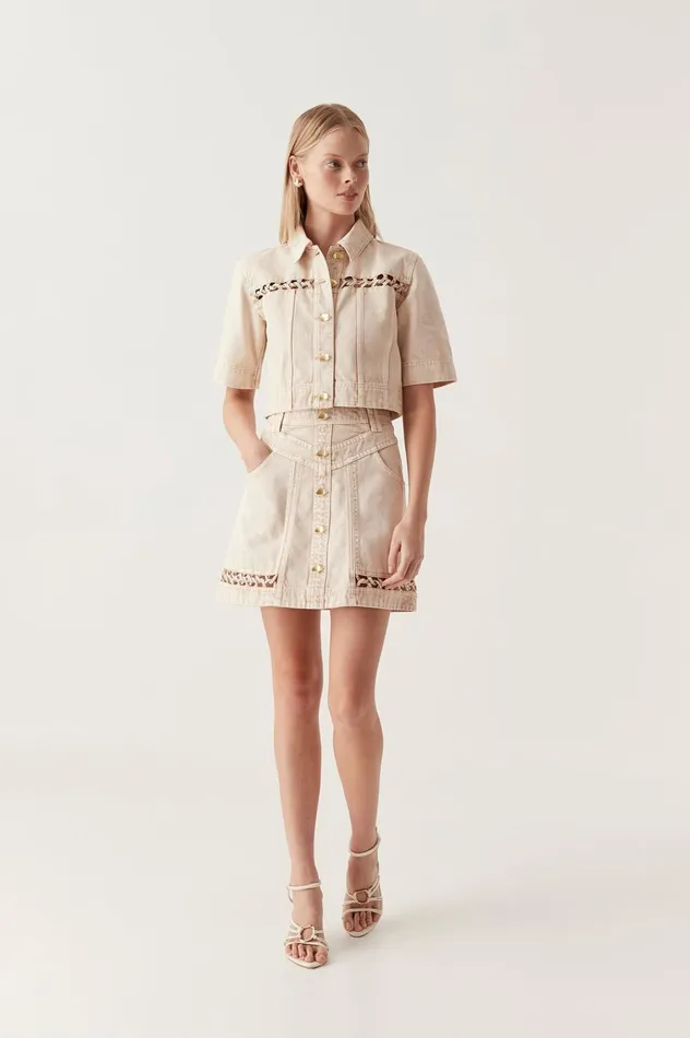 Effie Braided Denim Top Stone Women Aje Denim