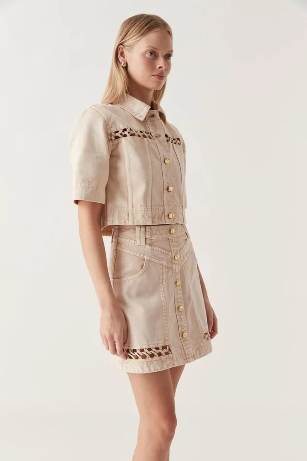 Effie Braided Denim Top Stone Women Aje Denim