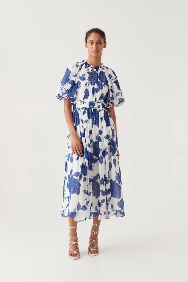 Elysium Blouson Midi Dress Neo Rose Women Aje Wedding Guest Dresses